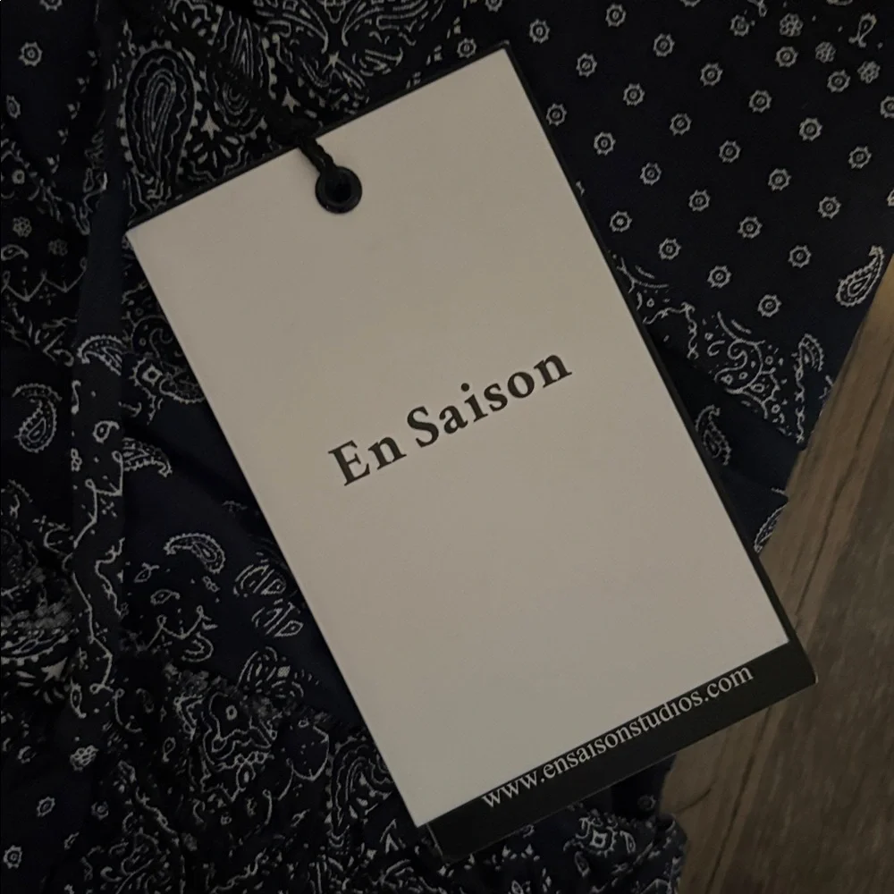 TUCKERNUCK EN Saison Navy White Daytona Midi Dress NWT Size Large - Picture 10 of 14